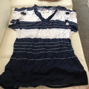 Blue and white tassel beach cover up